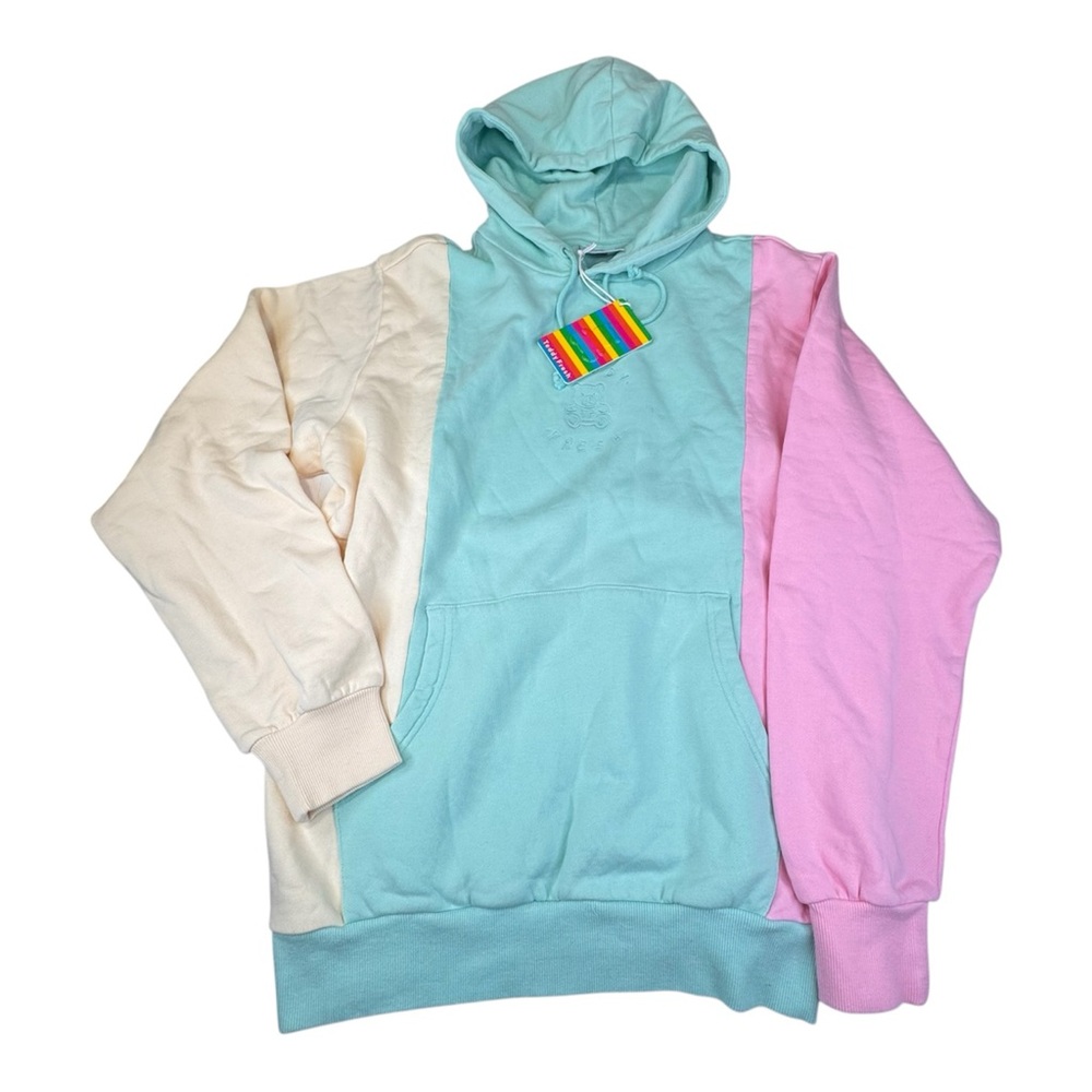 NWT TEDDY FRESH Hoodie Women's Medium Cotton Color block Kangaroo Pouch Pocket